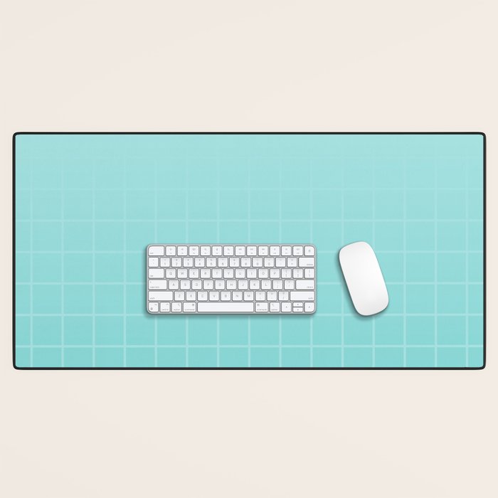 Future Grid Pattern in Aqua Teal Desk Mat Gallery Image 1