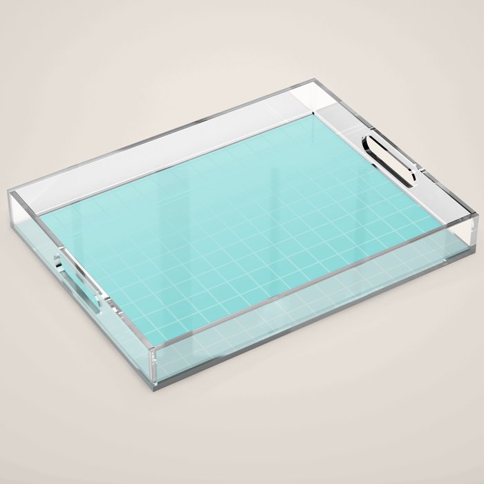 Future Grid Pattern in Aqua Teal Acrylic Tray Gallery Image 1