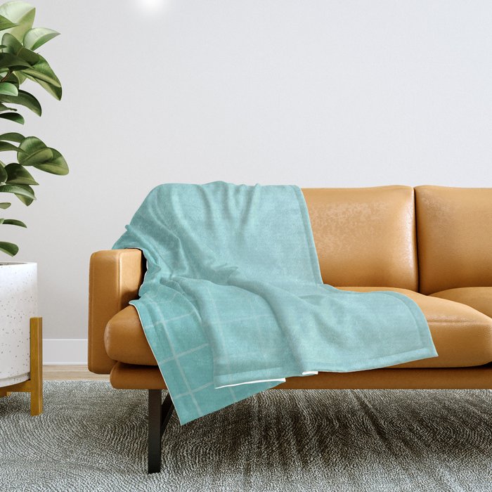Future Grid Pattern in Aqua Teal Throw Blanket Gallery Image 1