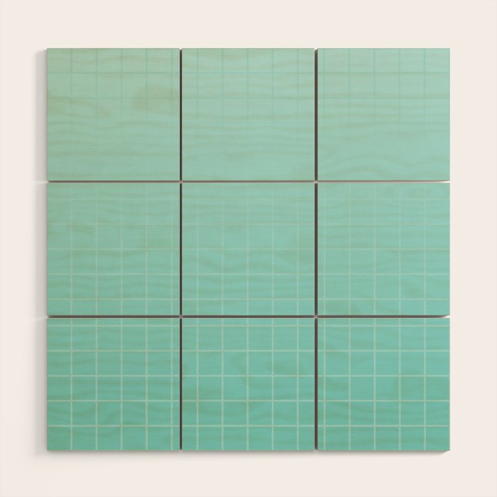 Future Grid Pattern in Aqua Teal Wood Wall Art Gallery Image 1