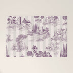 Toile de Jouy Vintage French Plum Striped Pastoral Pattern Welcome Mat Gallery Image 1