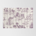 Toile de Jouy Vintage French Plum Striped Pastoral Pattern Rug Gallery Image 2