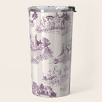 Toile de Jouy Vintage French Plum Striped Pastoral Pattern Travel Mug Gallery Image 2