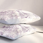 Toile de Jouy Vintage French Plum Striped Pastoral Pattern Pillow Sham Gallery Image 3