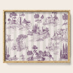 Toile de Jouy Vintage French Plum Striped Pastoral Pattern Serving Tray Gallery Image 1