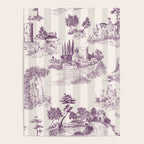 Toile de Jouy Vintage French Plum Striped Pastoral Pattern Poster Gallery Image 4