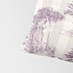 Toile de Jouy Vintage French Plum Striped Pastoral Pattern Pillow Sham Gallery Image 4