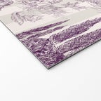 Toile de Jouy Vintage French Plum Striped Pastoral Pattern Welcome Mat Gallery Image 2