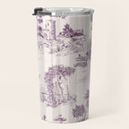 Toile de Jouy Vintage French Plum Striped Pastoral Pattern Travel Mug Gallery Image 3