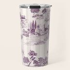 Toile de Jouy Vintage French Plum Striped Pastoral Pattern Travel Mug Gallery Image 1