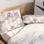 Toile de Jouy Vintage French Plum Striped Pastoral Pattern Pillow Sham Gallery Image 2