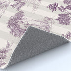 Toile de Jouy Vintage French Plum Striped Pastoral Pattern Rug Gallery Image 4