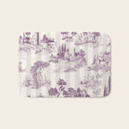 Toile de Jouy Vintage French Plum Striped Pastoral Pattern Bath Mat Gallery Image 1