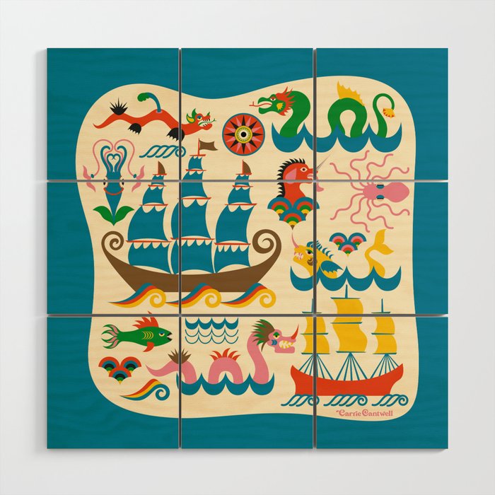 Mythical Sea Creatures - Ocean Monsters Wood Wall Art Gallery Image 1