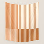 Color Block Line Abstract LXXIX Pantone Peach Fuzz Wall Tapestry Gallery Image 4