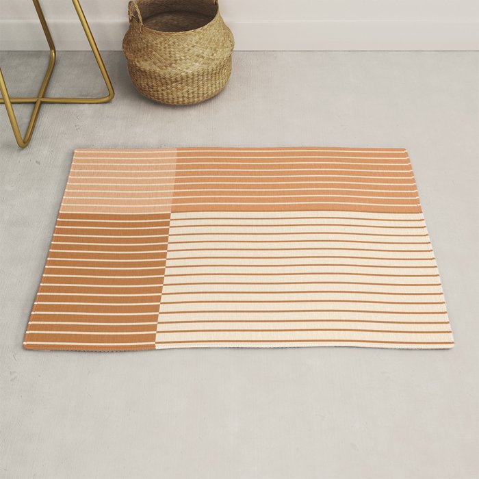 Color Block Line Abstract LXXIX Pantone Peach Fuzz Rug Gallery Image 1
