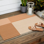 Color Block Line Abstract LXXIX Pantone Peach Fuzz Outdoor Rug Gallery Image 2