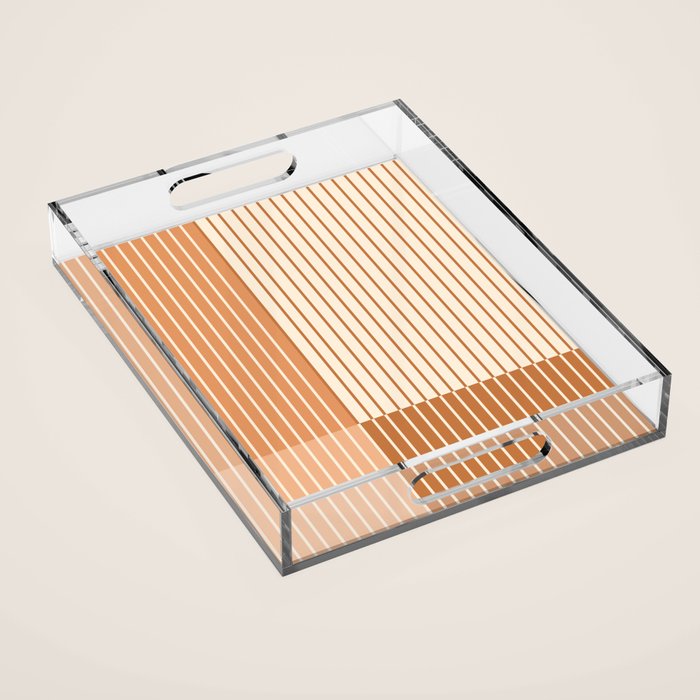 Color Block Line Abstract LXXIX Pantone Peach Fuzz Acrylic Tray Gallery Image 1