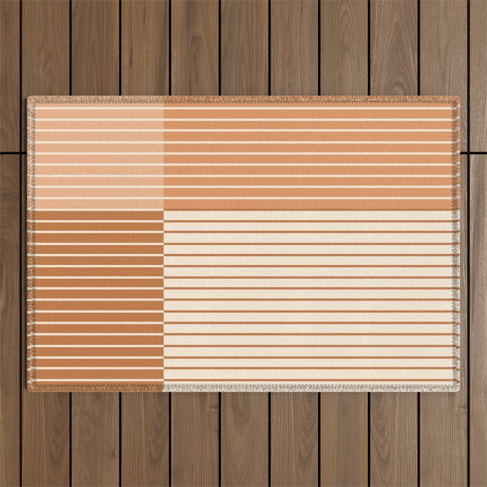 Color Block Line Abstract LXXIX Pantone Peach Fuzz Outdoor Rug Gallery Image 1