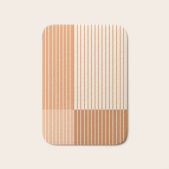 Color Block Line Abstract LXXIX Pantone Peach Fuzz Bath Mat Gallery Image 1