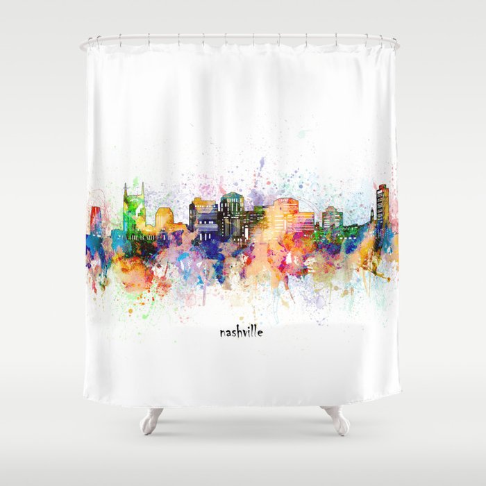 nashville skyline artistic Shower Curtain Gallery Image 1