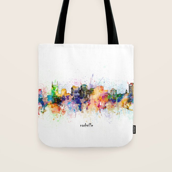 nashville skyline artistic Tote Bag Gallery Image 1