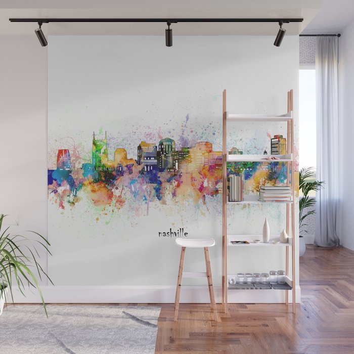 nashville skyline artistic Wall Mural Gallery Image 1
