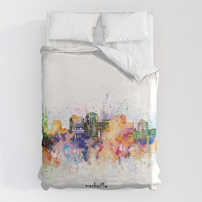 nashville skyline artistic Duvet Cover Gallery Image 1