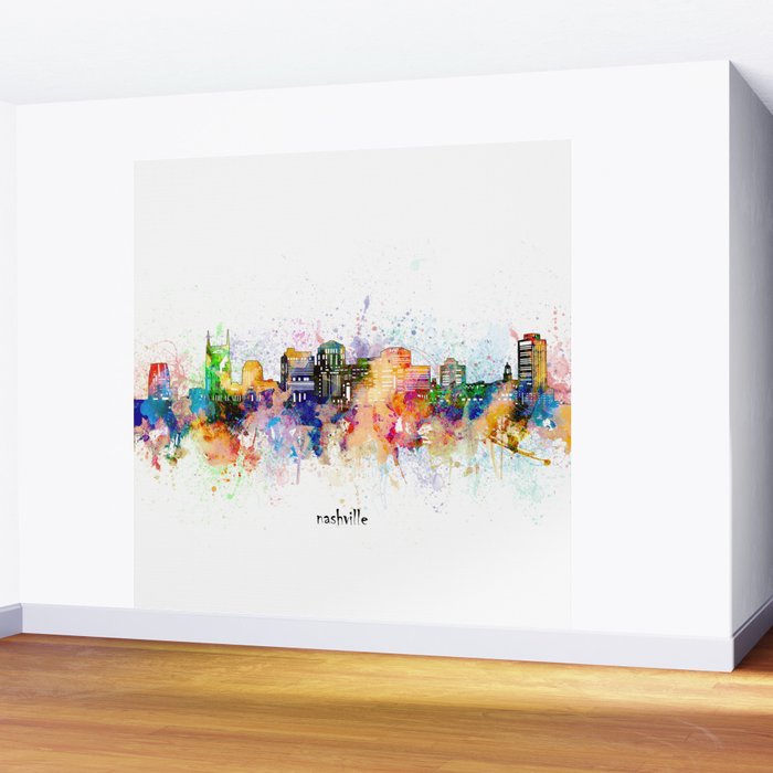 nashville skyline artistic Wall Mural Gallery Image 2