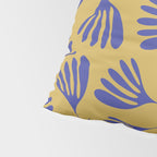 Blue Wispy Leaves Contemporary Abstract Pattern on Mustard Gold Pillow Sham Gallery Image 4