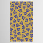 Blue Wispy Leaves Contemporary Abstract Pattern on Mustard Gold Tablecloth Gallery Image 2