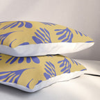 Blue Wispy Leaves Contemporary Abstract Pattern on Mustard Gold Pillow Sham Gallery Image 3