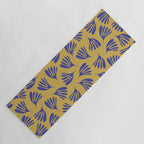 Blue Wispy Leaves Contemporary Abstract Pattern on Mustard Gold Yoga Mat Gallery Image 1