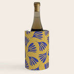 Blue Wispy Leaves Contemporary Abstract Pattern on Mustard Gold Wine Chiller Gallery Image 3