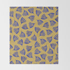 Blue Wispy Leaves Contemporary Abstract Pattern on Mustard Gold Throw Blanket Gallery Image 2