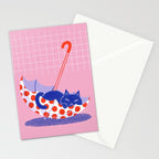 Umbrella Cat Stationery Card Gallery Image 2