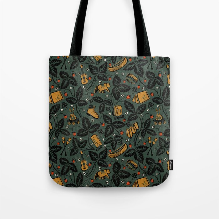 Summer Camping - Forest Green Tote Bag Gallery Image 1
