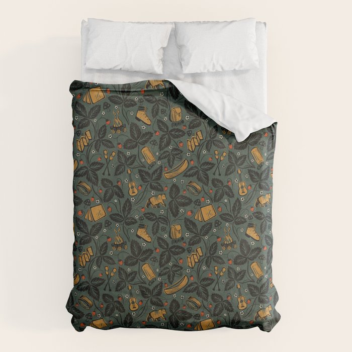Summer Camping - Forest Green Duvet Cover Gallery Image 1