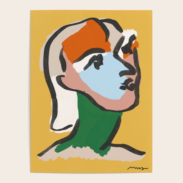 Ninette in Yellow Modern Portrait Print Art Print Poster Gallery Image 1