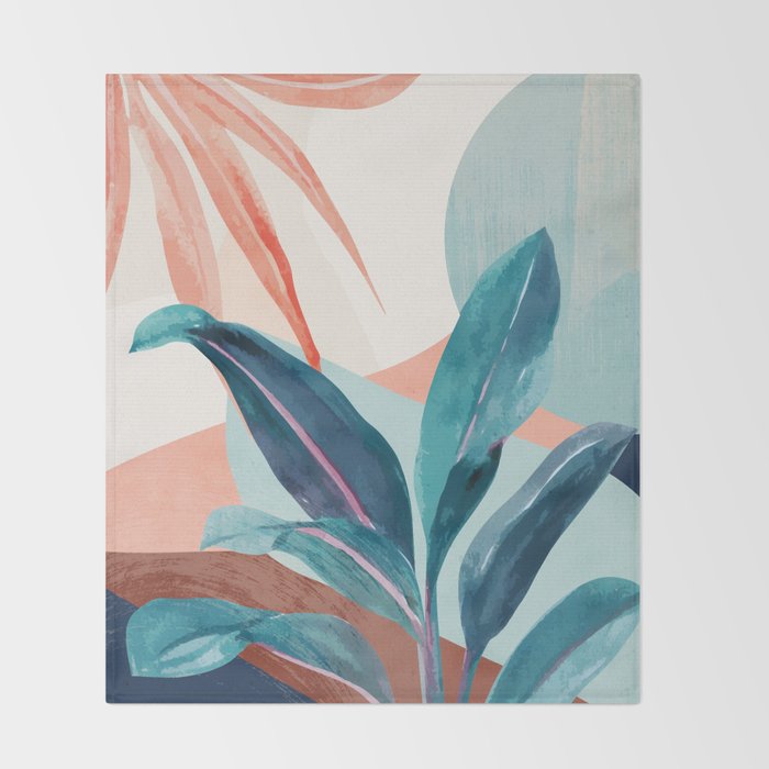 Abstract Art Tropical Leaves 15 Throw Blanket Gallery Image 2