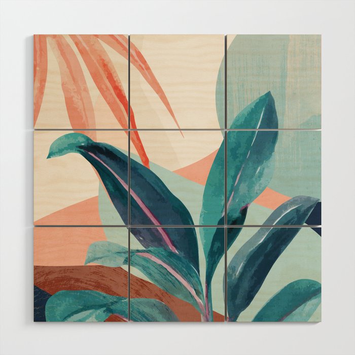 Abstract Art Tropical Leaves 15 Wood Wall Art Gallery Image 1