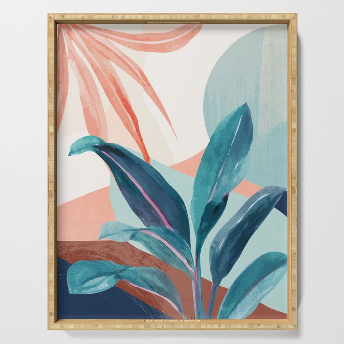 Abstract Art Tropical Leaves 15 Serving Tray Gallery Image 1