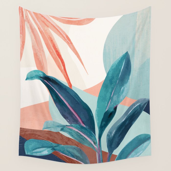 Abstract Art Tropical Leaves 15 Wall Tapestry Gallery Image 4