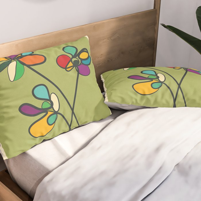 Line Little Wildflowers 1 Pillow Sham Gallery Image 2