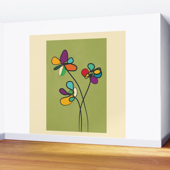 Line Little Wildflowers 1 Wall Mural Gallery Image 2