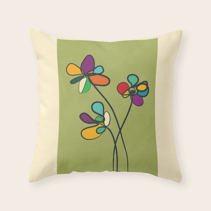 Line Little Wildflowers 1 Throw Pillow Gallery Image 1