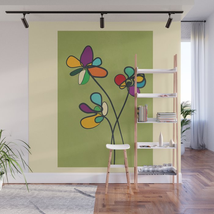 Line Little Wildflowers 1 Wall Mural Gallery Image 1