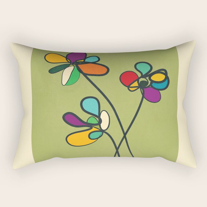 Line Little Wildflowers 1 Rectangular Pillow Gallery Image 1