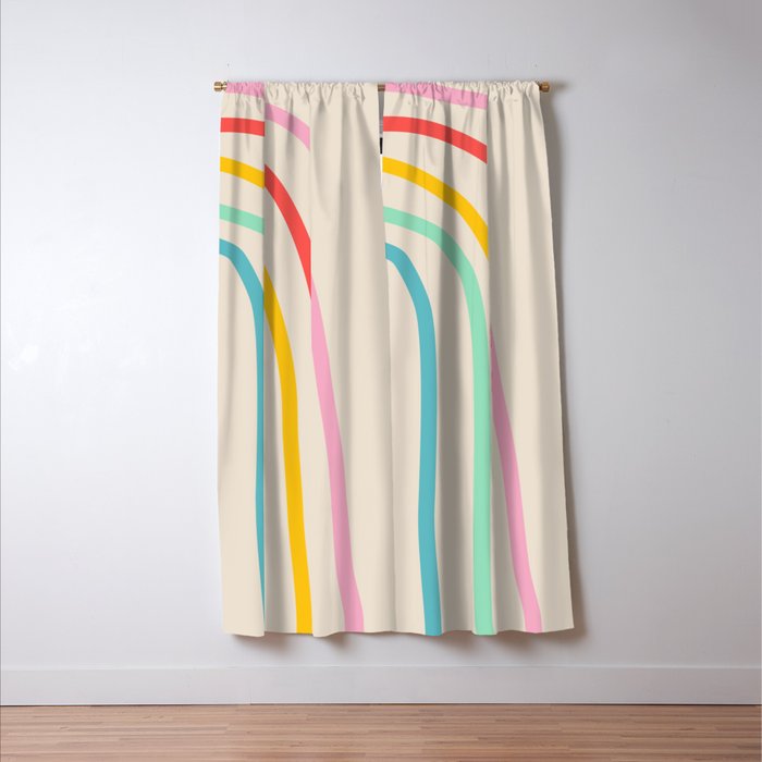 Abstract Pastel Rainbow Lines Window Curtain Gallery Image 3
