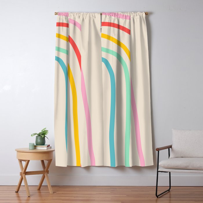 Abstract Pastel Rainbow Lines Window Curtain Gallery Image 1